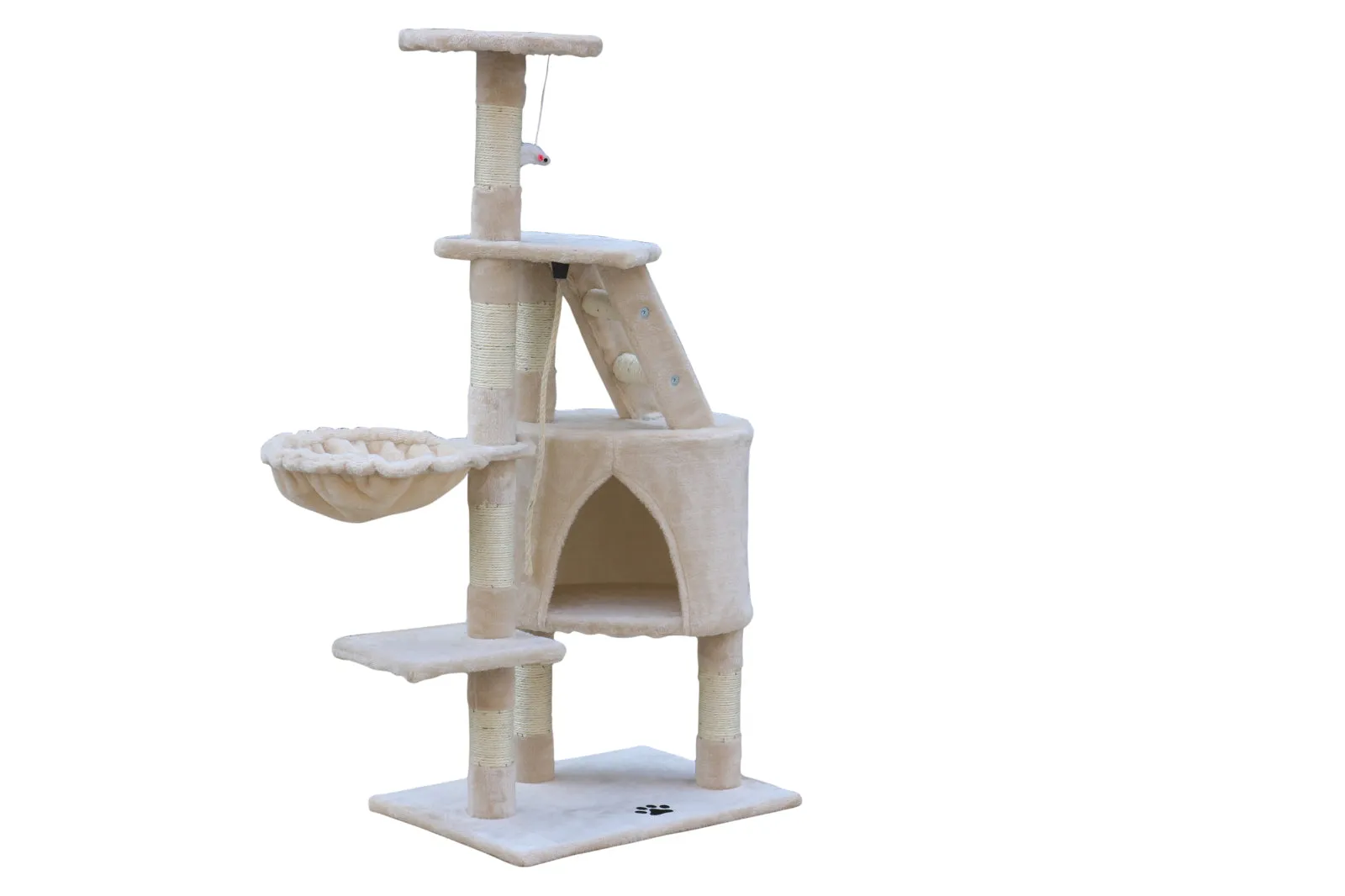 120cm Multi-Level Cat Tree, Sisal Post, Plush Cover - YES4PETS