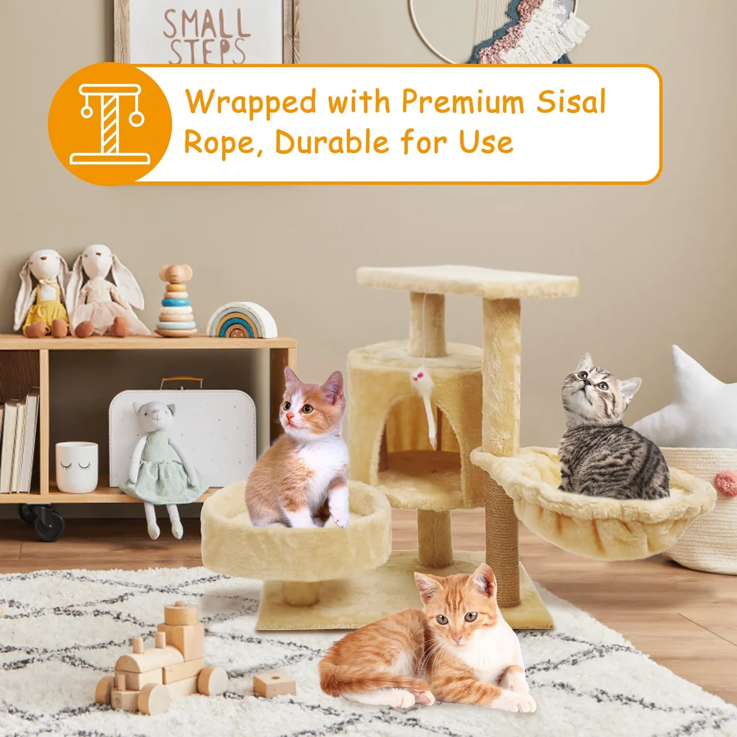 20.8" Cat Tree for Indoor Cats, Tower with Condo & Sisal Scratching Post