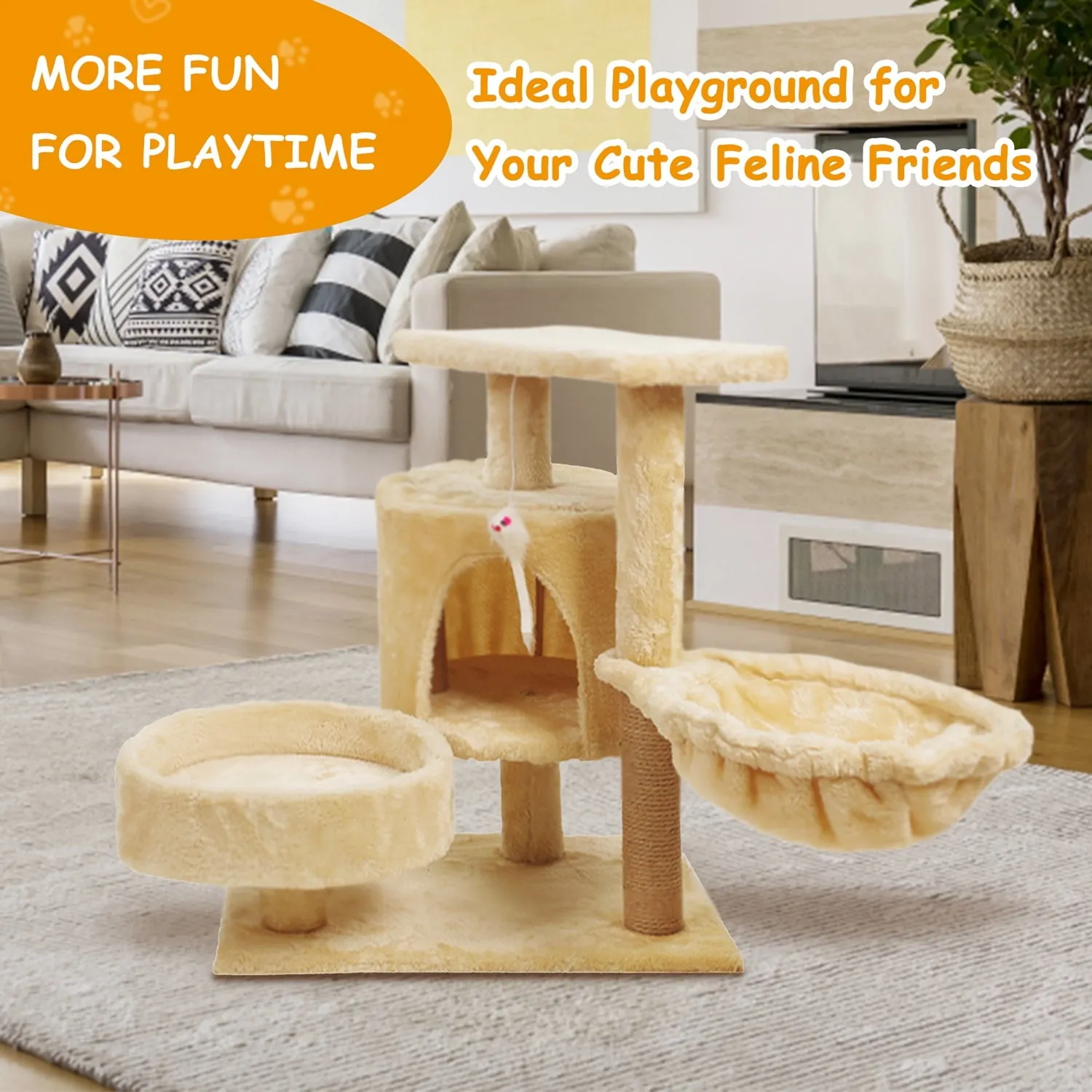 20.8" Cat Tree for Indoor Cats, Tower with Condo & Sisal Scratching Post