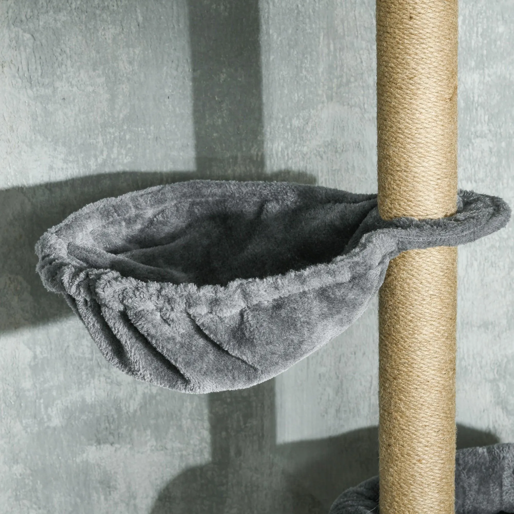 6-Tier Floor to Ceiling Adjustable Cat Tree, 230-250cm - Grey & Beige