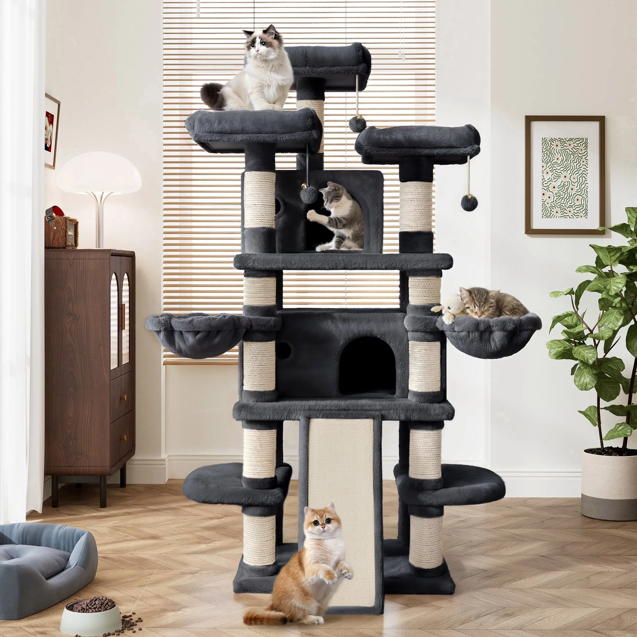 68" Cat Tower Multi-Level / X-Large Cat Tree King with Scratching Posts