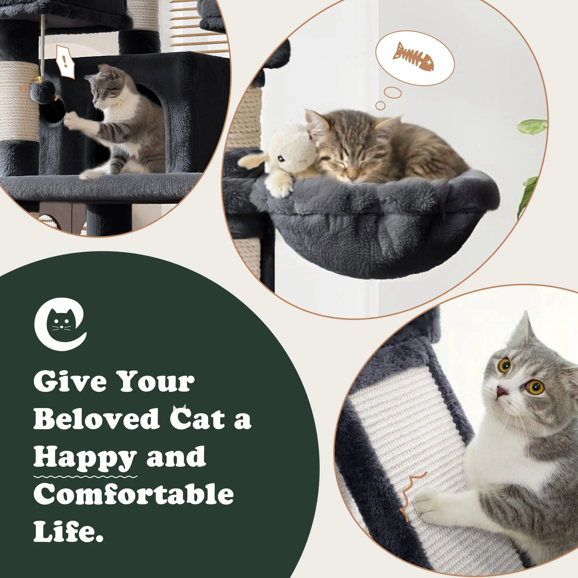 68" Cat Tower Multi-Level / X-Large Cat Tree King with Scratching Posts