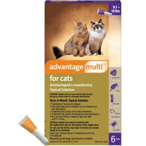 Advantage Multi Topical Solution for Cats (Imidacloprid & Moxidectin), 9.1-18 lbs, Purple
