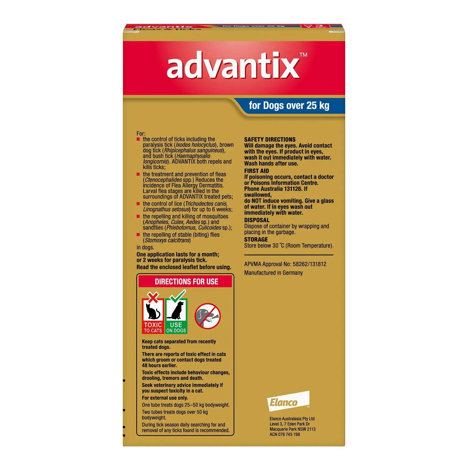 Advantix Flea & Tick Treatment for Extra Large Dogs 25kg 