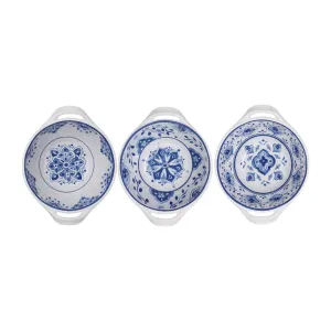 Assorted Mini Handled Bowls - Set of 3 - Moroccan Blue