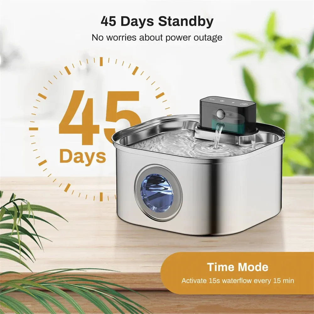 Autofeder 3.2L Automatic Pet Water Dispenser with Smart Induction and Stainless Steel Bowl