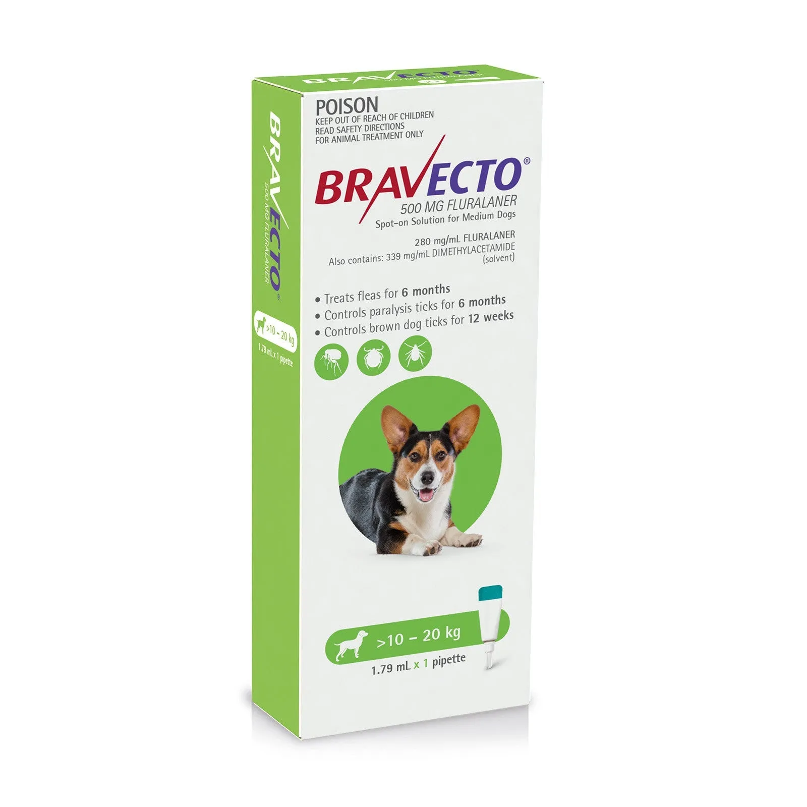 Bravecto Spot On For Dogs Green 10-20kg