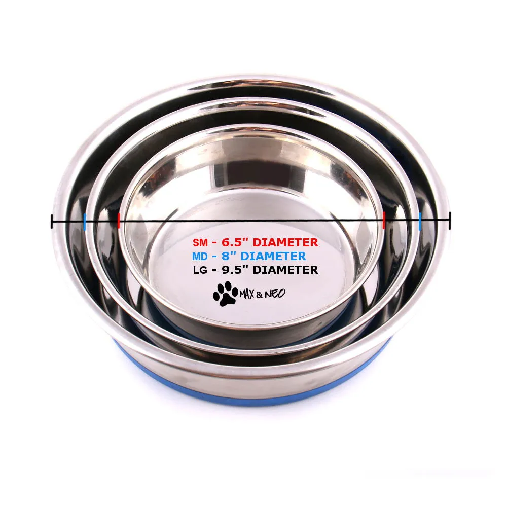 Case Pack of Stainless Steel Heavy Non-Skid Dog Bowls
