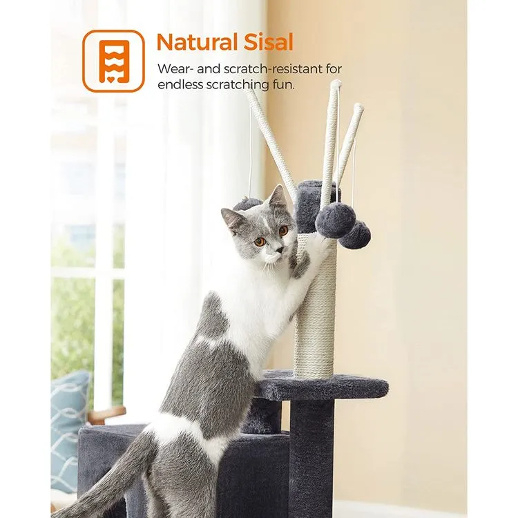 Cat Tree, Small Cat Tower for Indoor Cats, Kittens, Multi-Level Plush Cat Condo, 16.5 x 12.6 x 46.5 In