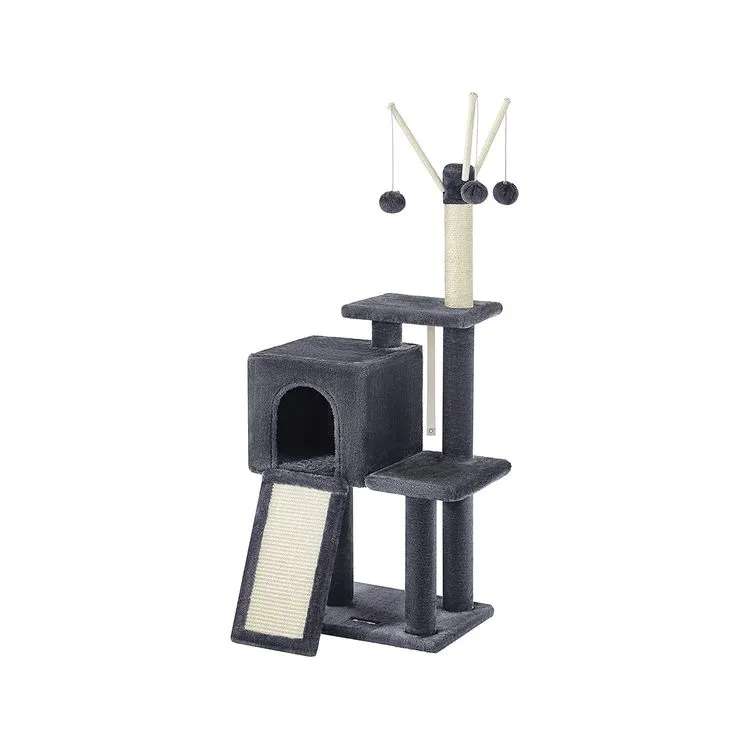 Cat Tree, Small Cat Tower for Indoor Cats, Kittens, Multi-Level Plush Cat Condo, 16.5 x 12.6 x 46.5 In