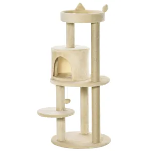 Deluxe Cat Tower, Scratching Posts, Condo, Ball Toy, 104cm - Beige