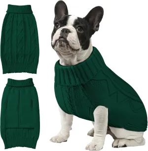 Dog Sweaters for Small Large Dogs Girl, Soft Warm Pup Dogs Shirt, Turtleneck Sweaters for Medium Large Dogs, Double Knitting Collar for Outdoor Playing, Warm Clothes (Dark Green, XL)