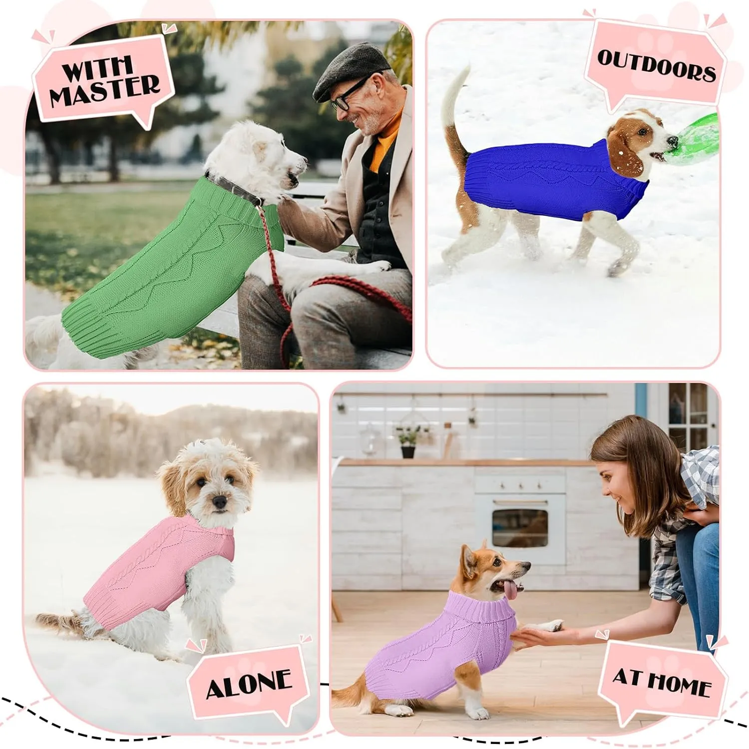 Dog Sweaters for Small Large Dogs Girl, Soft Warm Pup Dogs Shirt, Turtleneck Sweaters for Medium Large Dogs, Double Knitting Collar for Outdoor Playing, Warm Clothes (Dark Green, XL)
