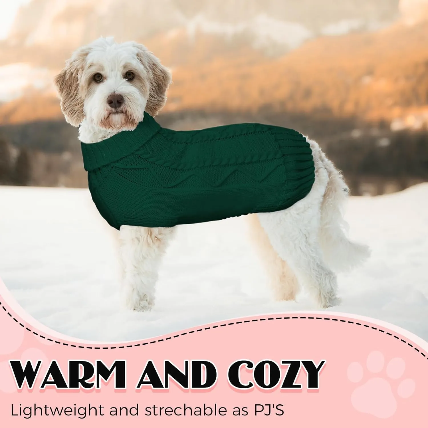 Dog Sweaters for Small Large Dogs Girl, Soft Warm Pup Dogs Shirt, Turtleneck Sweaters for Medium Large Dogs, Double Knitting Collar for Outdoor Playing, Warm Clothes (Dark Green, XL)