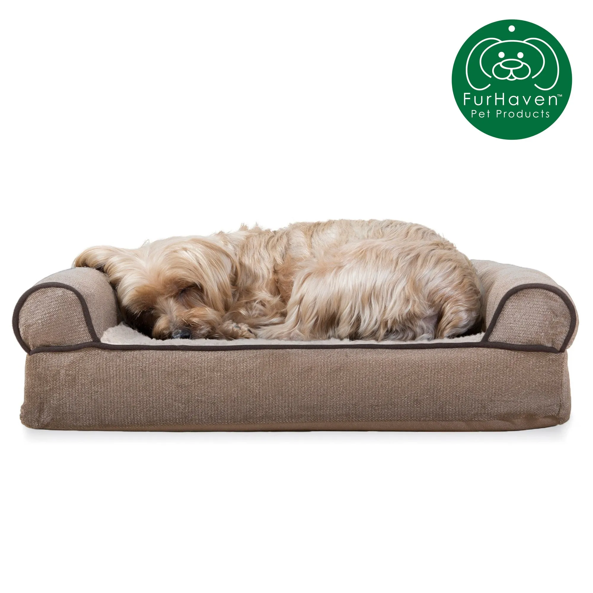 Faux Fleece & Chenille Sofa-Style Pet Bed