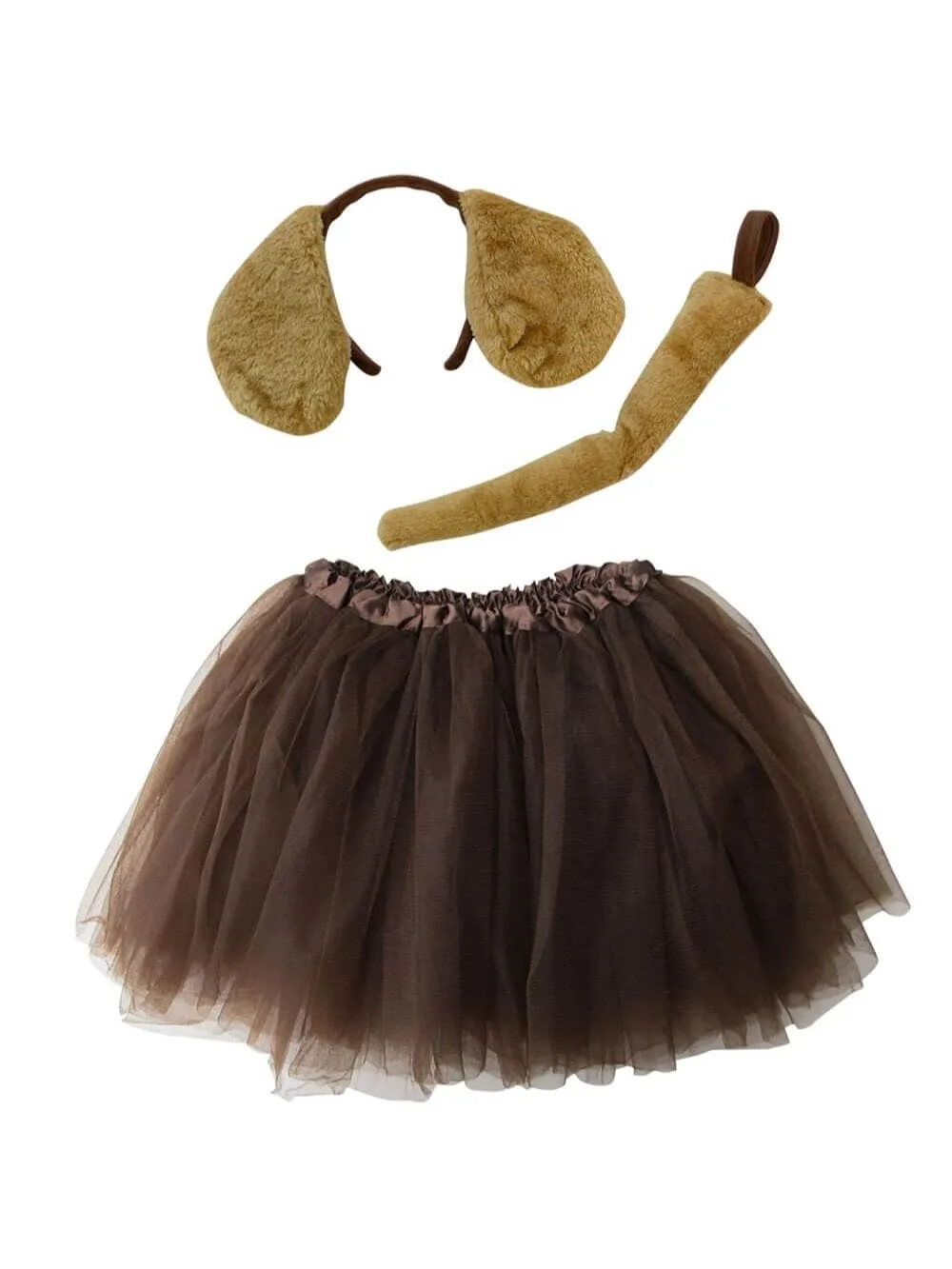 Girls Brown Puppy Costume - Complete Kids Costume Set with Tutu, Tail, & Ears