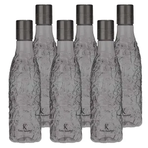 Homestic BPA-Free Plastic Water Bottle | Leak Proof, Firm Grip, 100% Food Grade Plastic Bottles | For Home, Office, School & Gym | Unbreakable, Freezer Proof, Fridge Water Bottle | Pack of 6|Black