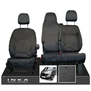 INKA Renault Trafic Sport (Business Plus) Tailored Waterproof Seat Covers Front Set 1 2 - Black MY14 Onwards