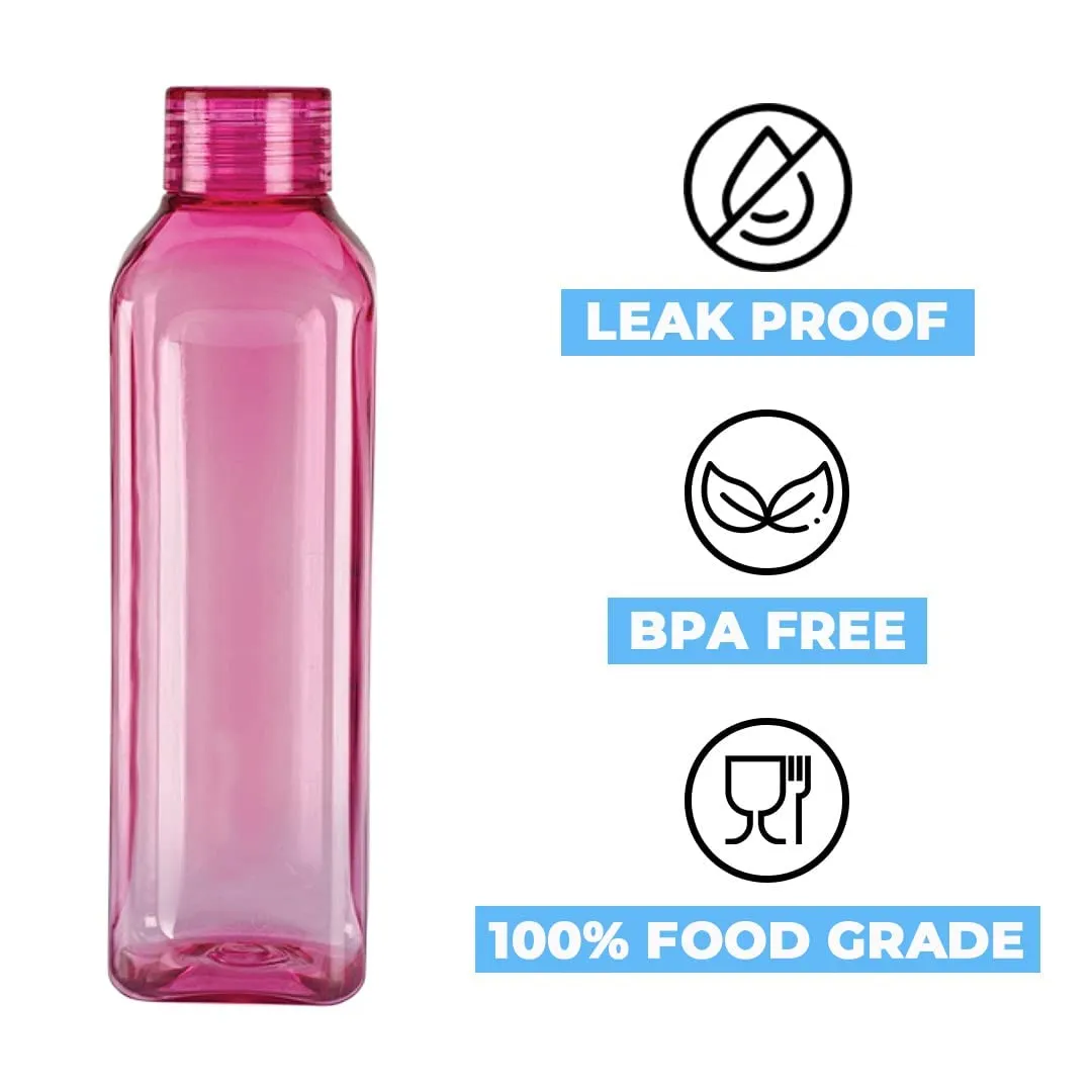 Kuber Industries BPA Free Plastic Water Bottles | Unbreakable, Leak Proof, 100% Food Grade Plastic | for Kids & Adults | Refrigerator Plastic Bottle Set of 6|Assorted (Pack of 5)