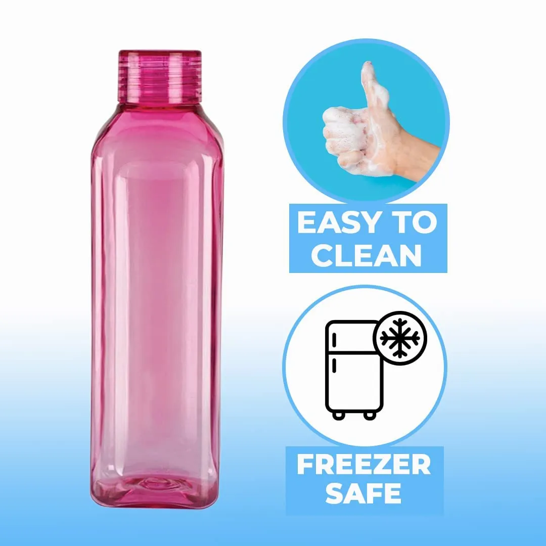 Kuber Industries BPA Free Plastic Water Bottles | Unbreakable, Leak Proof, 100% Food Grade Plastic | for Kids & Adults | Refrigerator Plastic Bottle Set of 6|Assorted (Pack of 5)