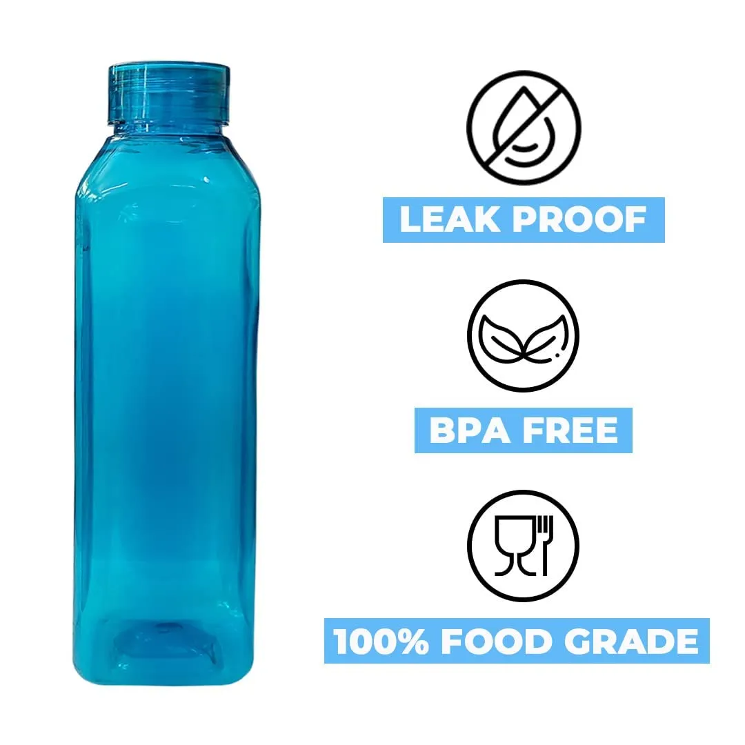 Kuber Industries BPA Free Plastic Water Bottles | Unbreakable, Leak Proof, 100% Food Grade Plastic | for Kids & Adults | Refrigerator Plastic Bottle Set of 6|Blue (Pack of 6)
