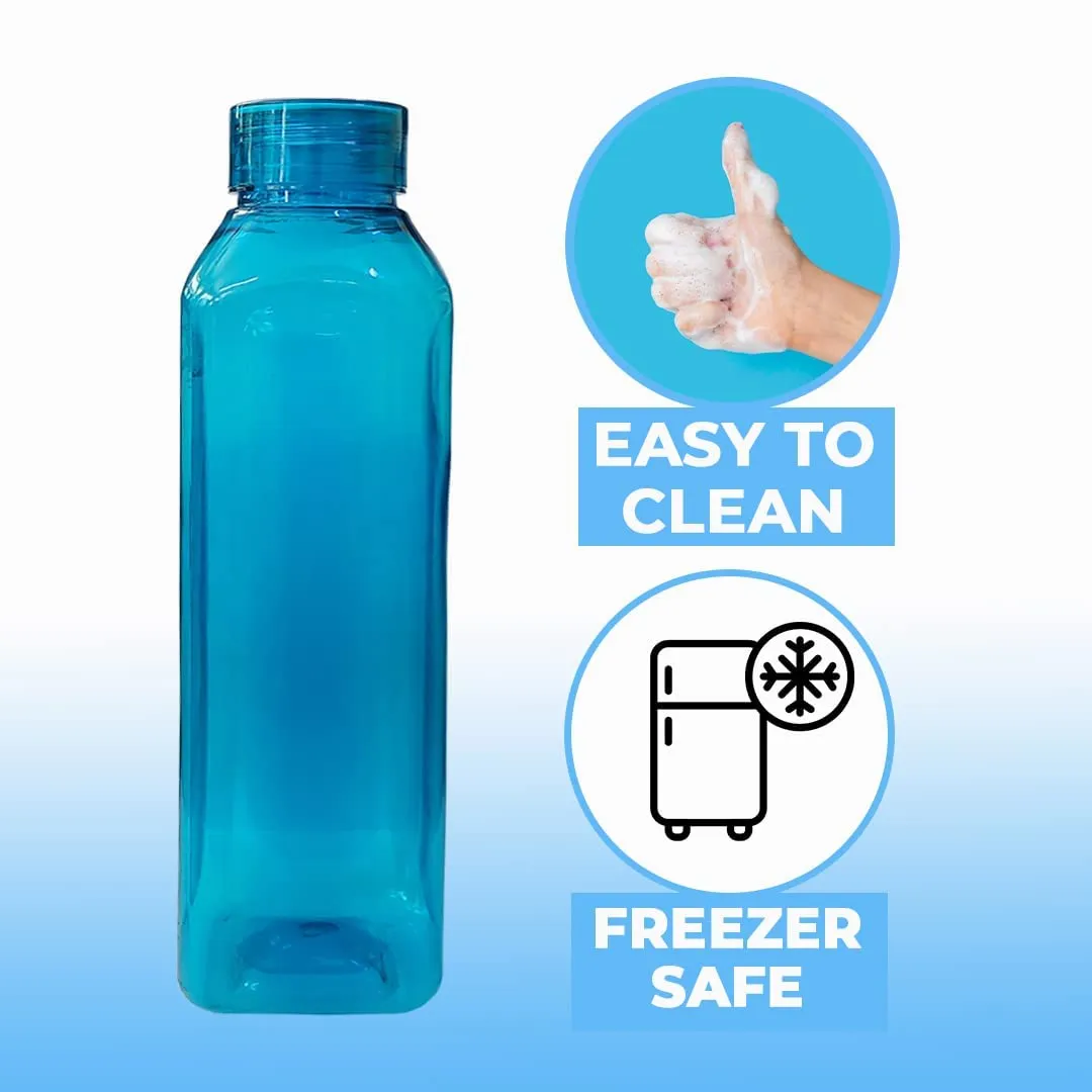 Kuber Industries BPA Free Plastic Water Bottles | Unbreakable, Leak Proof, 100% Food Grade Plastic | for Kids & Adults | Refrigerator Plastic Bottle Set of 6|Blue (Pack of 6)