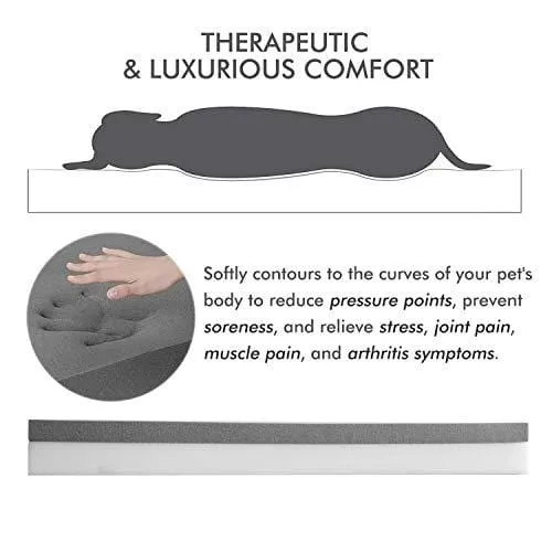LOAOL Memory Foam Dog Bed Durable Waterproof Pet Sofa Couch with Bolster Orthopedic Cat Lounger Removable Cover (L, Woven Gray)