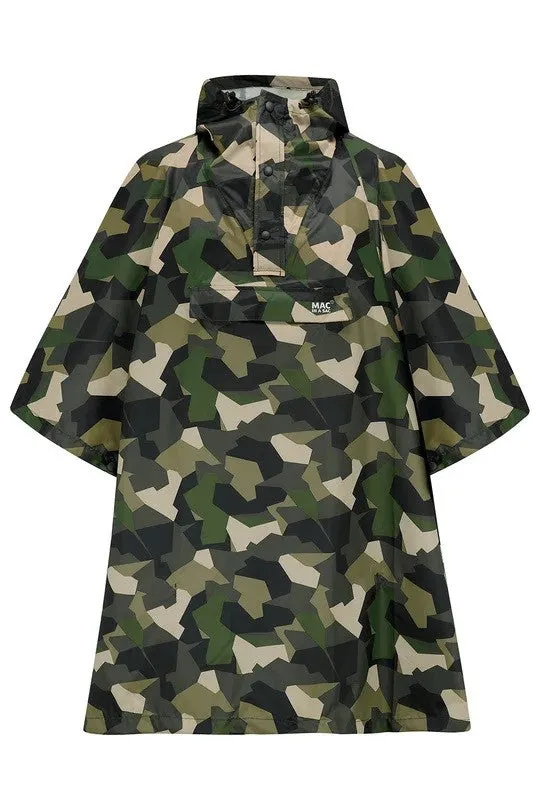 Mac in a Sac Adults Waterproof Breathable Windproof Unisex Packable Poncho-CAMO GREEN