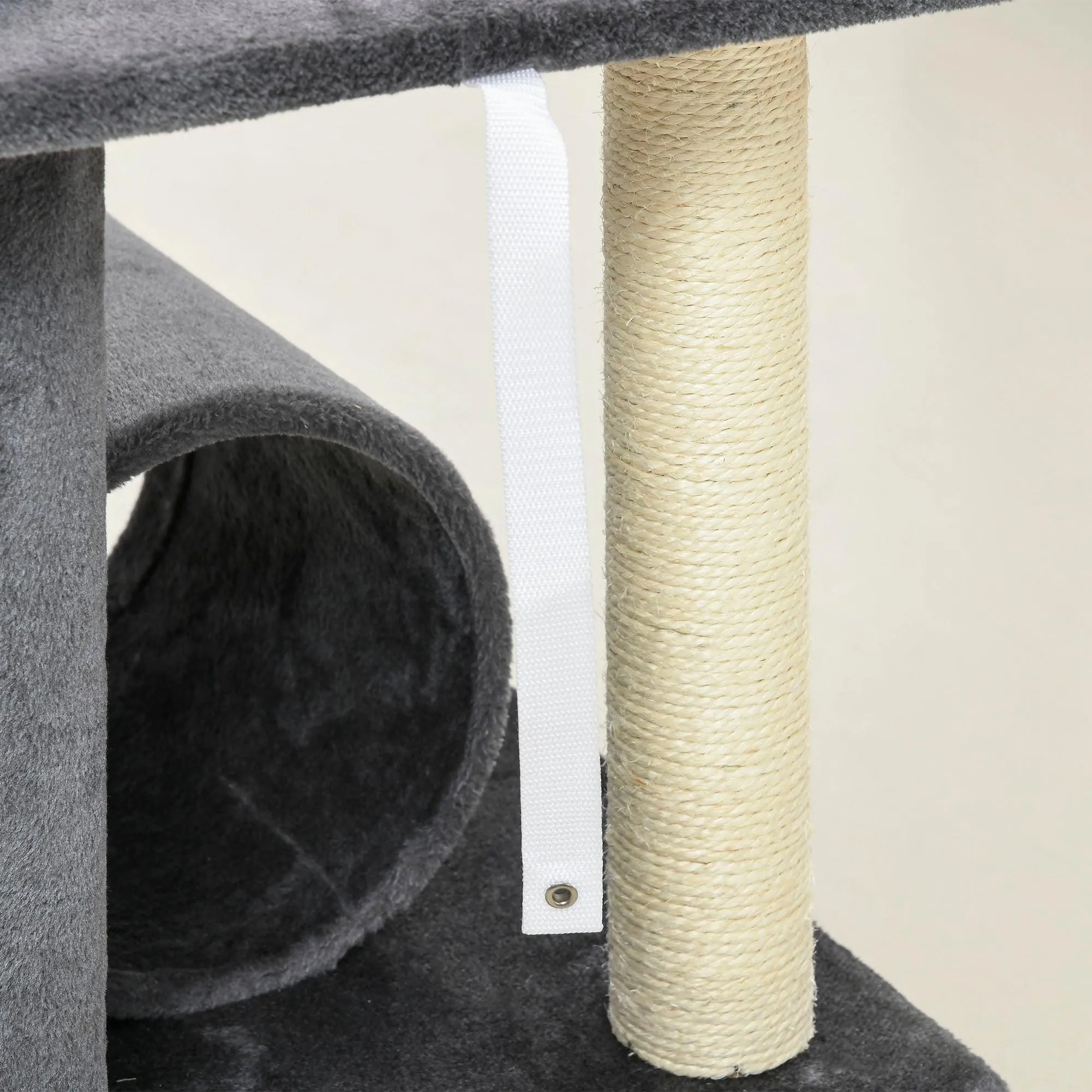 Multifunctional Cat Tree - Bed, Tunnel, Perch, Toy, 121cm - Dark Grey