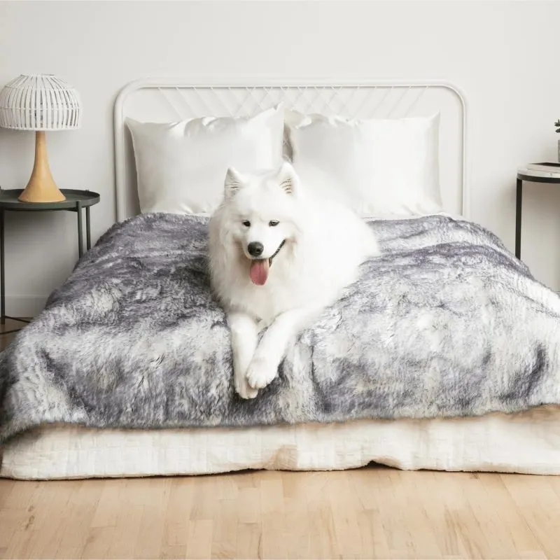 Paw Brands, PupProtector™ Luxe Waterproof Faux Fur Blanket, Ultra Soft Chinchilla