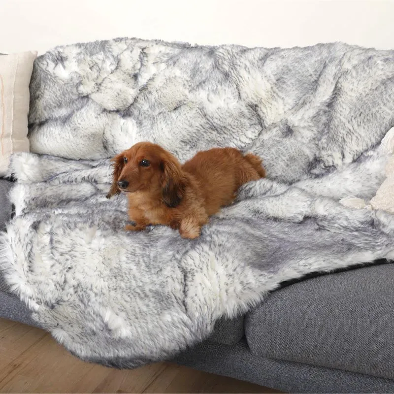 Paw Brands, PupProtector™ Luxe Waterproof Faux Fur Blanket, Ultra Soft Chinchilla
