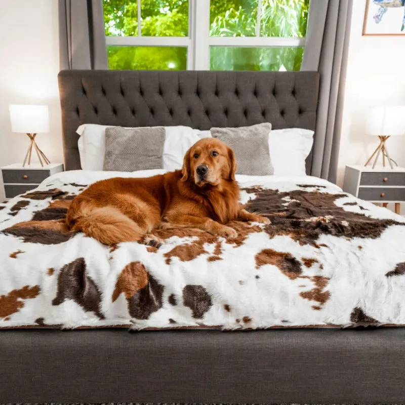 Paw Brands, PupProtector™ Waterproof Throw Blanket, Brown Faux Cowhide