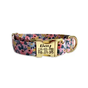 Personalized Dog Collar | Les Fleurs Metallic Rose Dog Collar | Duke & Fox®