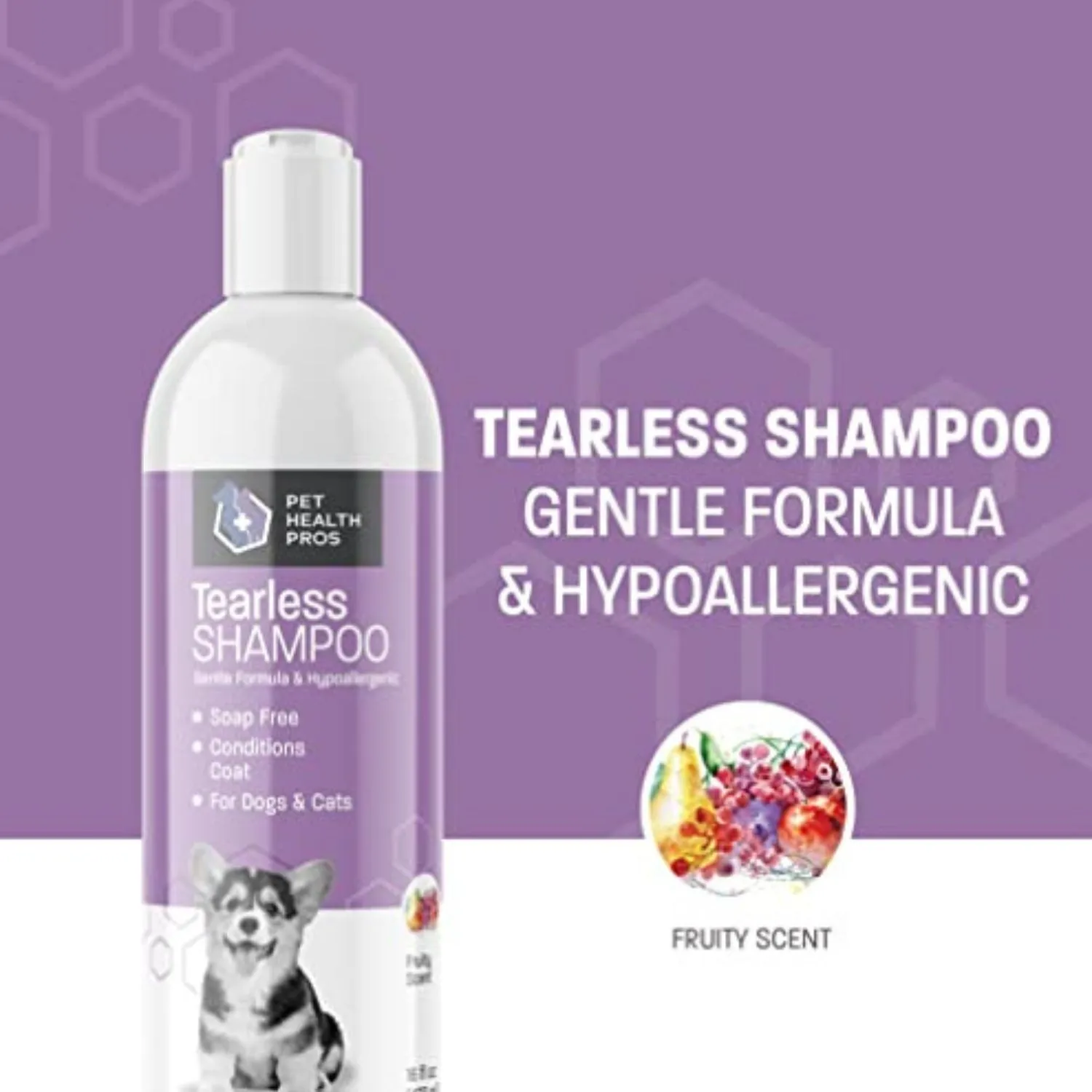 Pet Health Pros Tearless Puppy Shampoo, Hypoallergenic, Soap-Free, For Small Pets, 16oz, Fruity Scent
