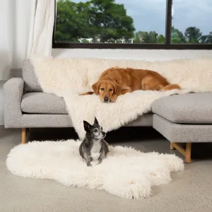 PupRug™ Luxe Orthopedic Bed   Matching Waterproof Blanket Bundle - Plush Sheep Ivory