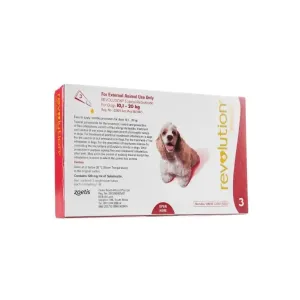Revolution Medium Dog Tick, Flea & Worm Spot-On Treatment - Red - (10-20kg) 3 Pack