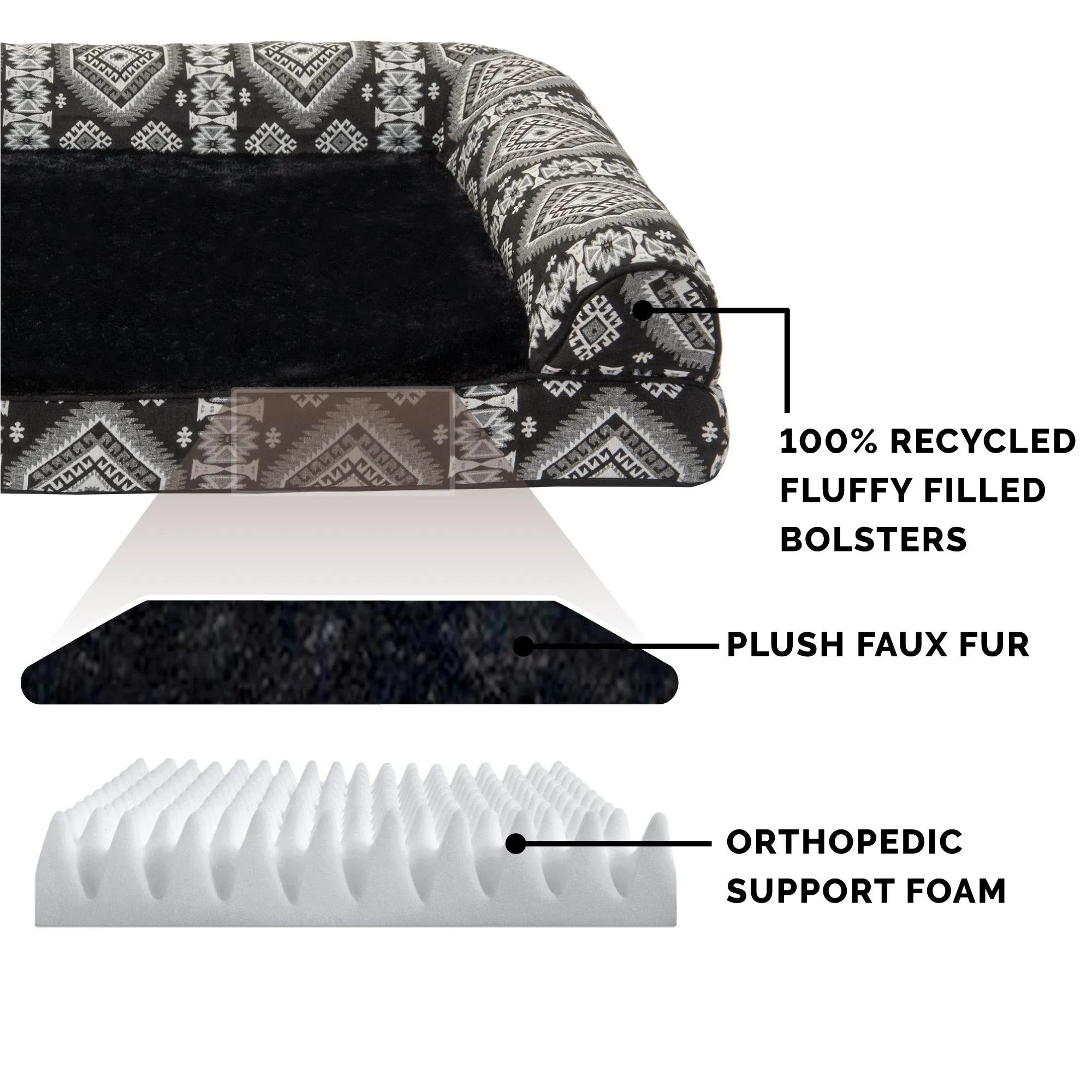 Southwest Kilim Plush Sofa-Style Pet Bed