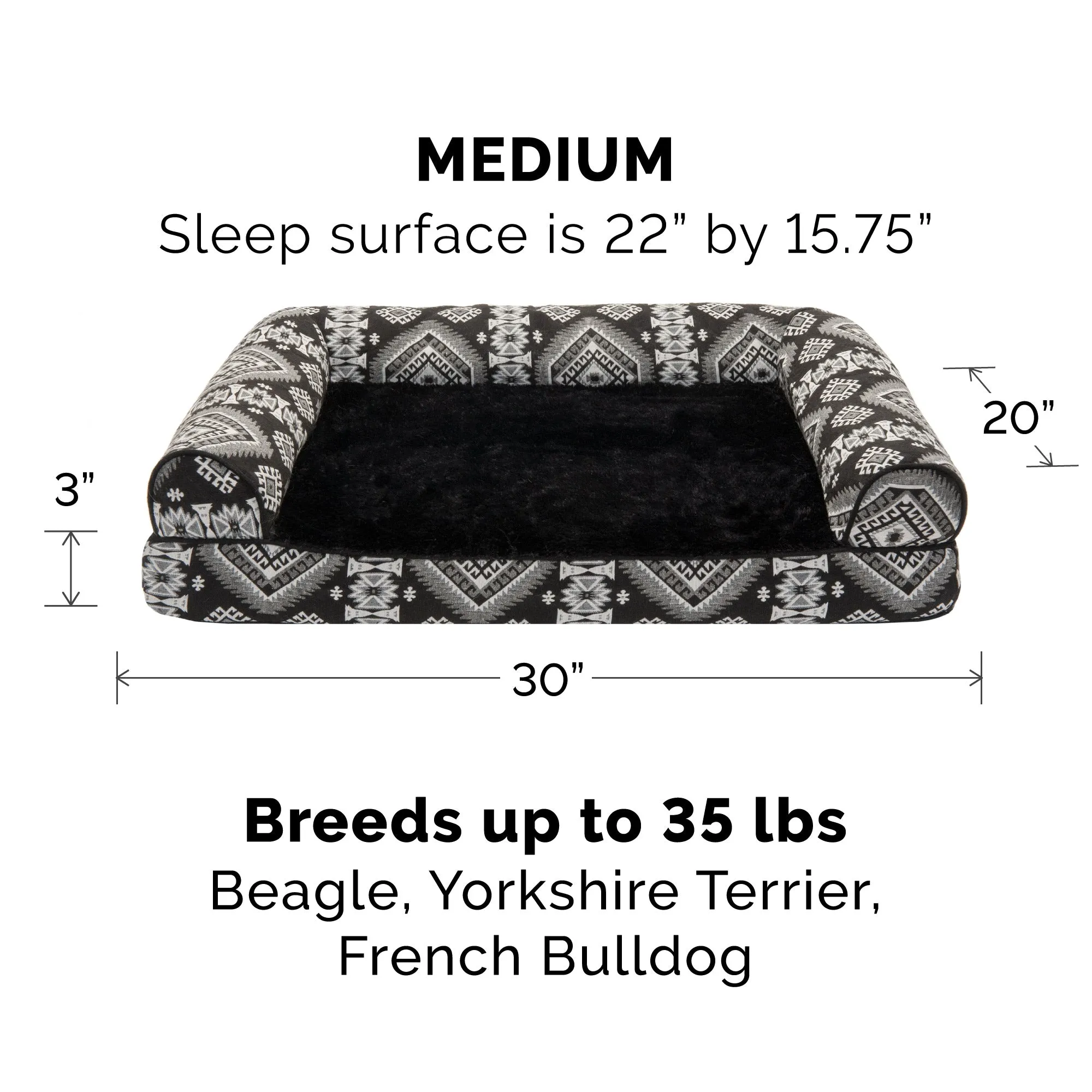 Southwest Kilim Plush Sofa-Style Pet Bed