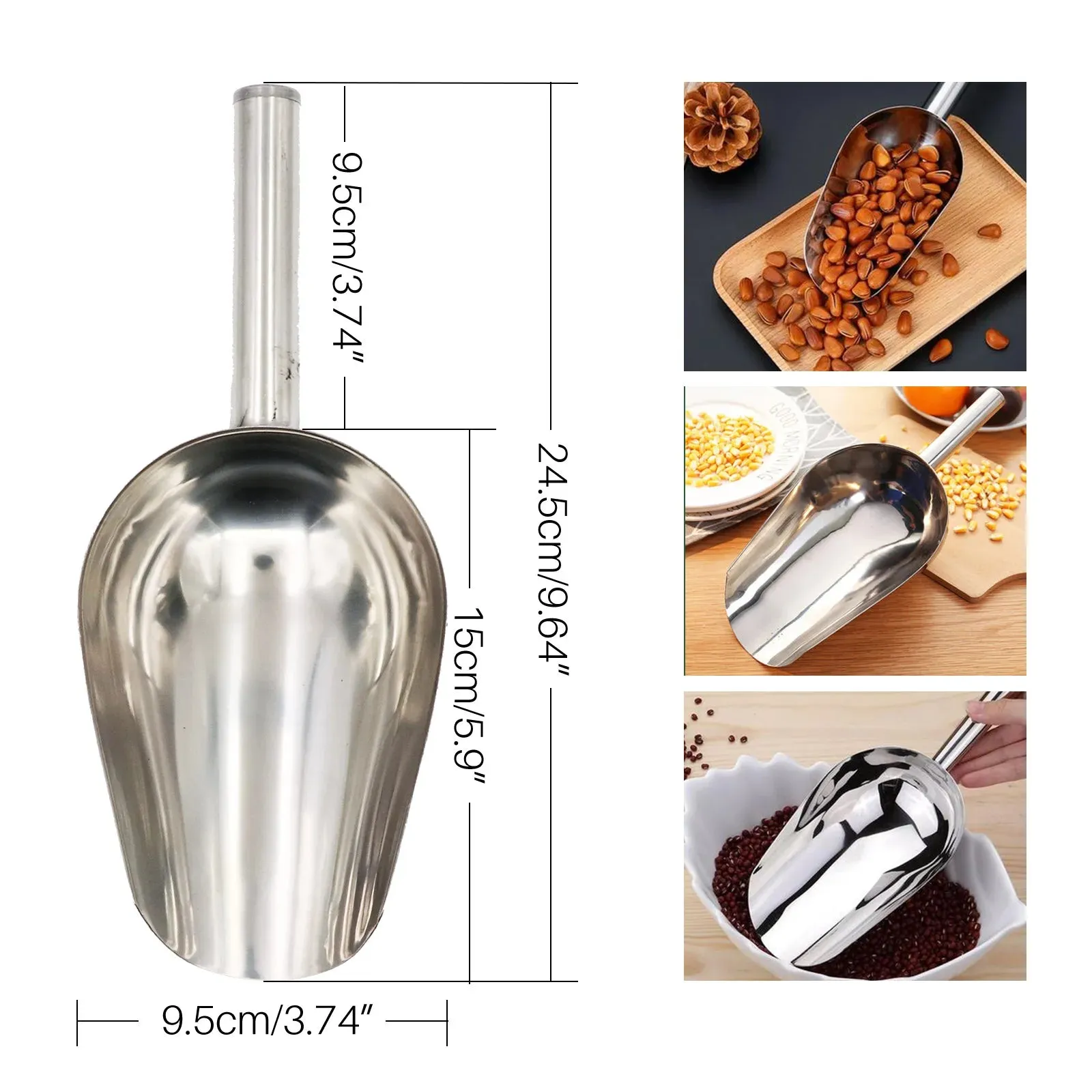 Stainless Steel Pet Food Scoop - Dual Material Design for Versatility