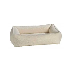 Urban Lounger Bed - Faux Ivory Sheepskin