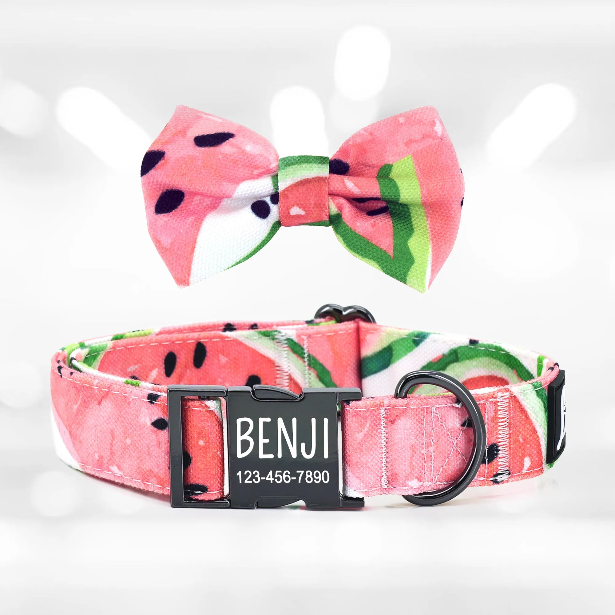 Watermelon Dog Collar with Bow Tie