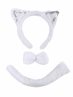 White Cat Girls Headband Ears, Kid or Adult Size Costume Accessories