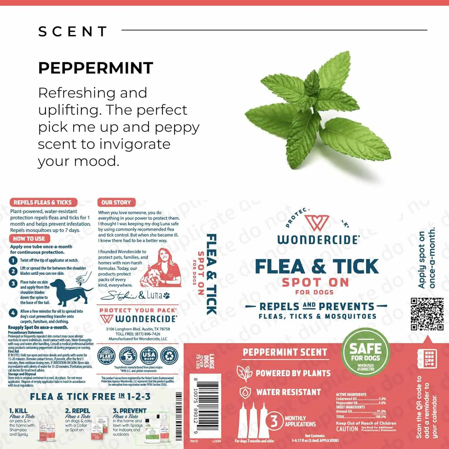 Wondercide Flea & Tick Spot On for Dogs, Peppermint