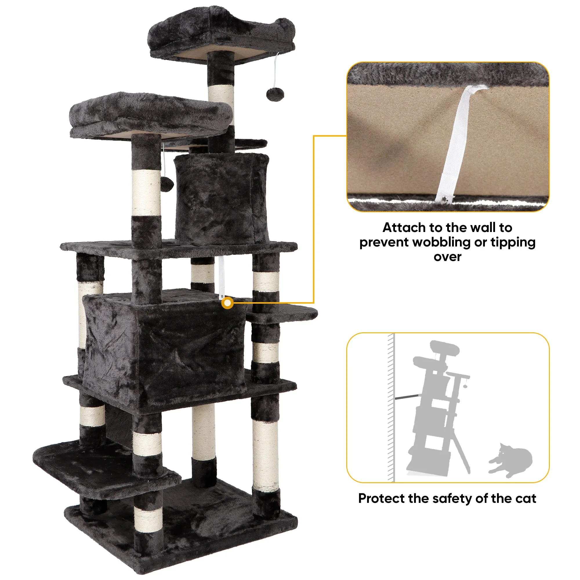 ZENY™ 67in Cat Trees with Sisal Scratching Posts Perches and Condo
